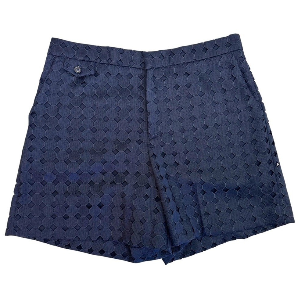 BANANA REPUBLIC Tailored Circle Eyelet Cotton Shorts Navy Blue‎ Womens Size 10